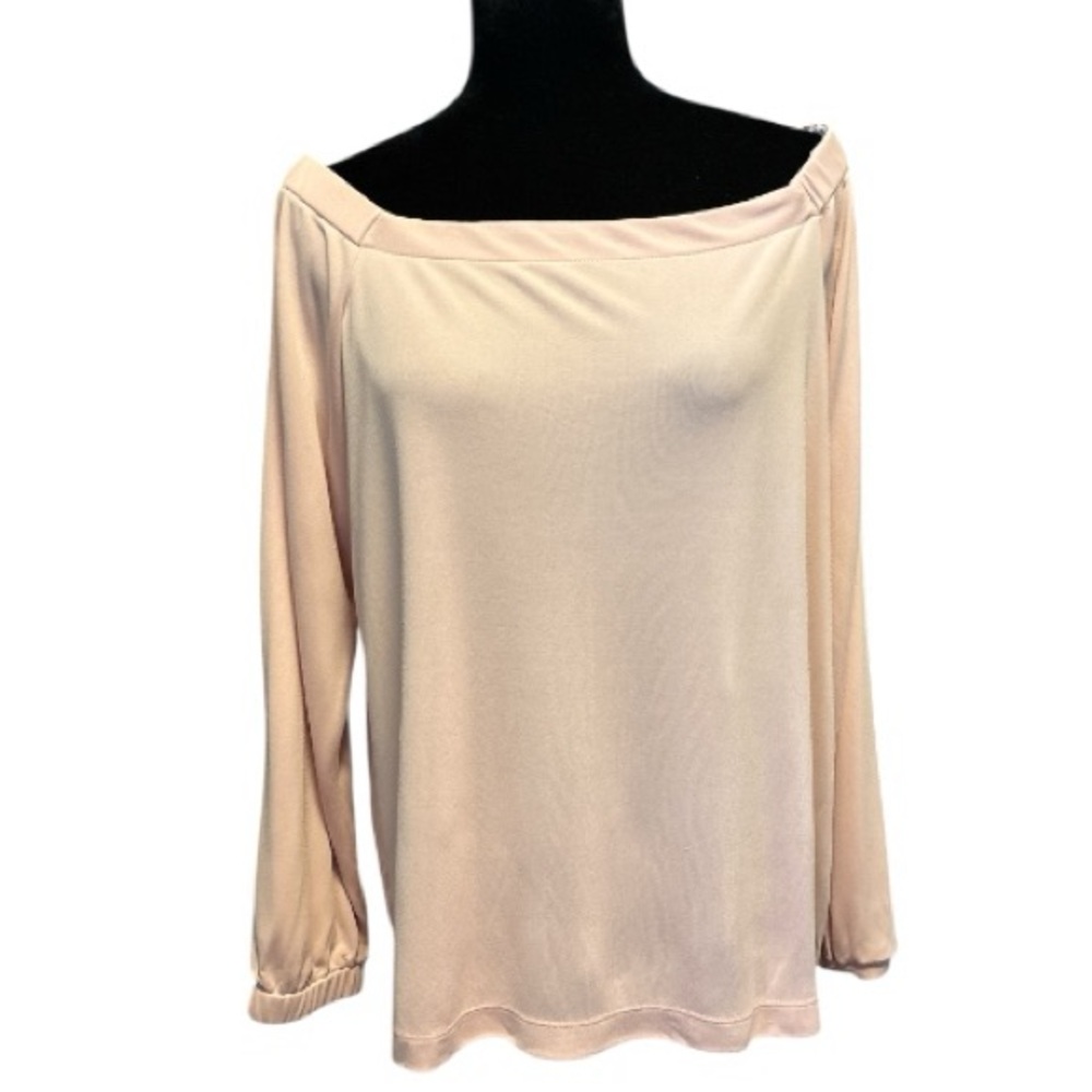 WHBM Soft Pink Off-Shoulder Long Sleeve Top